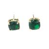 Green Square Crystal Vintage 925 Silver Earrings - Retro Luxury Studs for Women