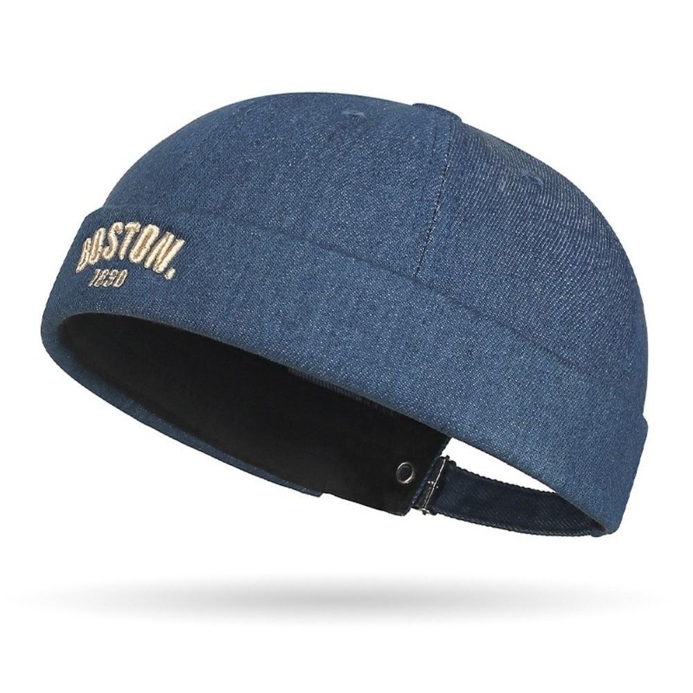 

Casual Beanie Hat Letter Embroidered Skullcap Fashion Brimless Cap Women Men темно-синий