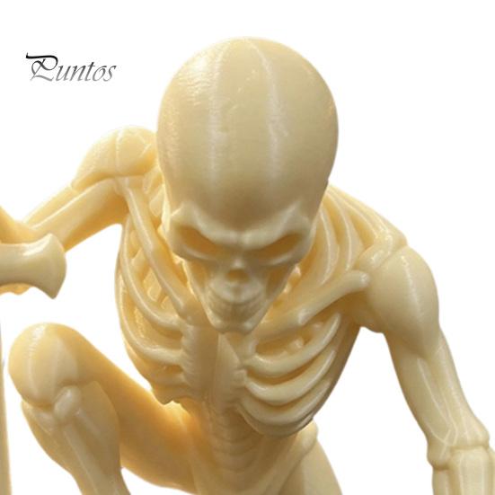 Dark Atmosphere Ornaments 3D Printed Skeleton Figurine with Swords, Creative Desktop Ornament, Halloween Party Supplies Swords Statue for Home Office