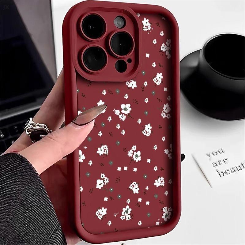 White small floral iPhone17Promax mobile phone case ladder is suitable for Apple 16promax all-inclusive Tianyan 15.