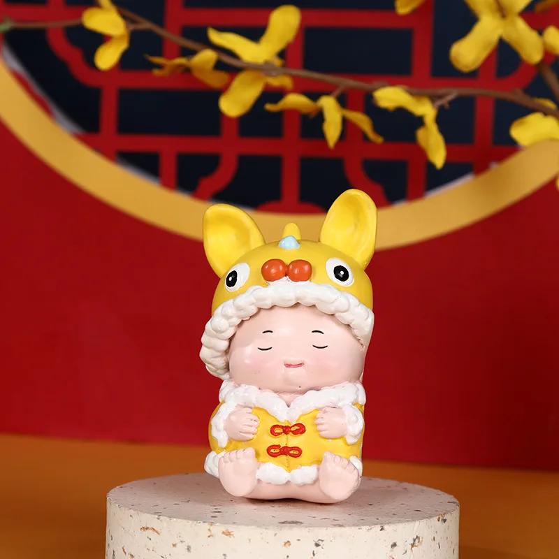Caitu Baby Mascot Creative Resin Crafts Decorative Ornaments New Year Gift Opening Home Gift