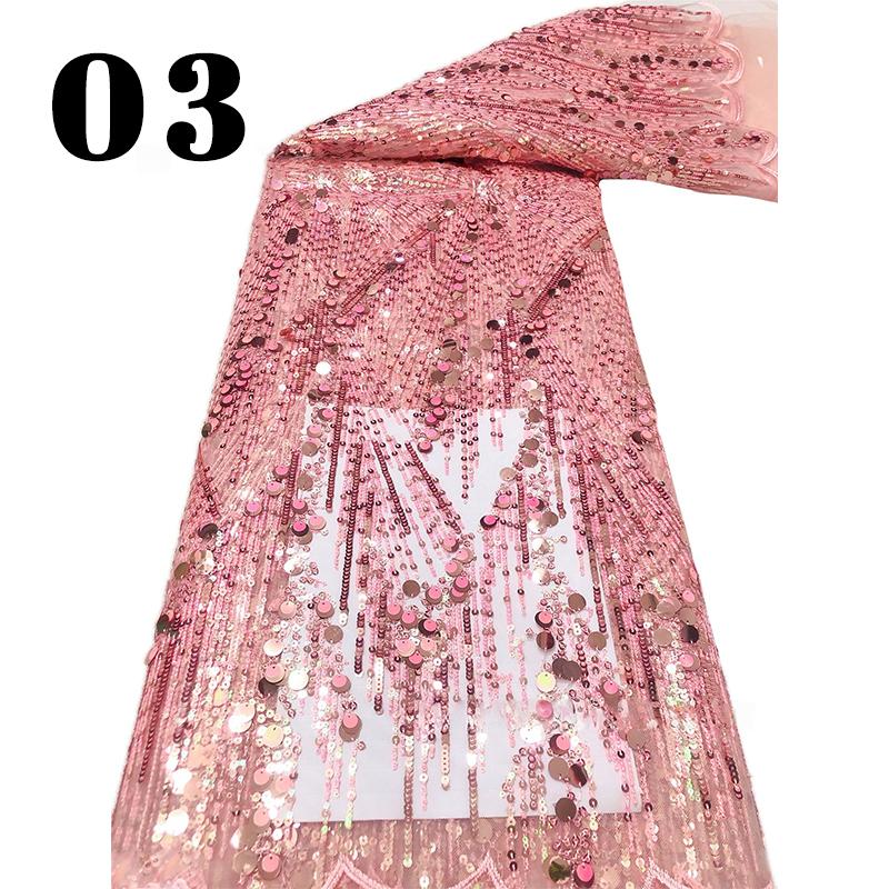 Heavy Industry Embroidery Sequin Fabric Tulle Lace Glitter Designer Fabric For Sewing Summer Fashion Costume Wedding Dress