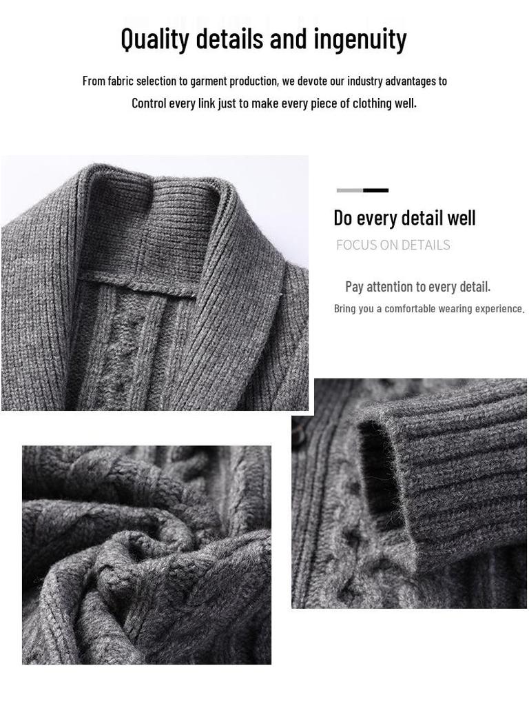 Maglione a coste con revers - Stile britannico, manica lunga per autunno e inverno
