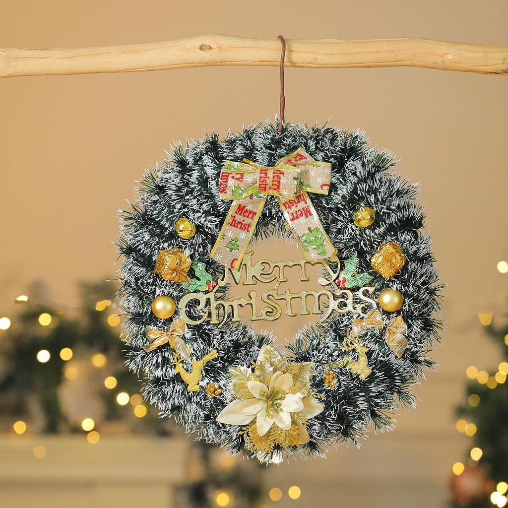 Cross-border Pine Needle Christmas Wreath Garland for Hotels & Malls