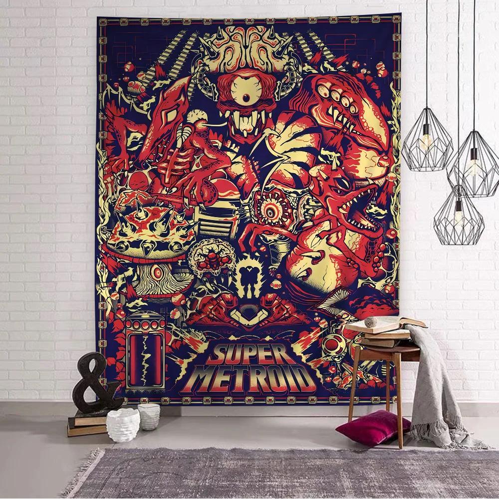

Metroid Themed Anime Tapestry Hanging Tarot Hippie Wall Rugs Dorm Home Decor 74x94cm(29x37in)