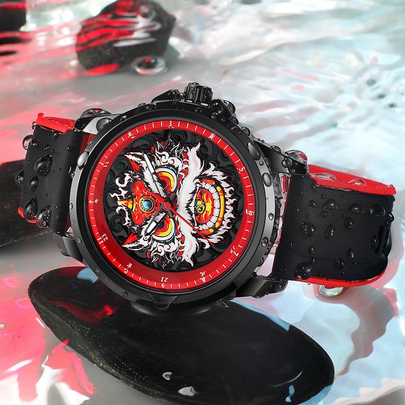 WLISTH Unique Creative Chinese Dragon Pattern Luxury Men's Watches Fashion Gift Brand Quartz Sport Silicone Wrist Watch