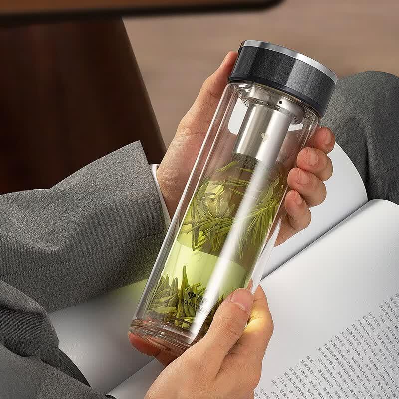 Wanxiang Double-Wall Borosilicate Glass Travel Mug