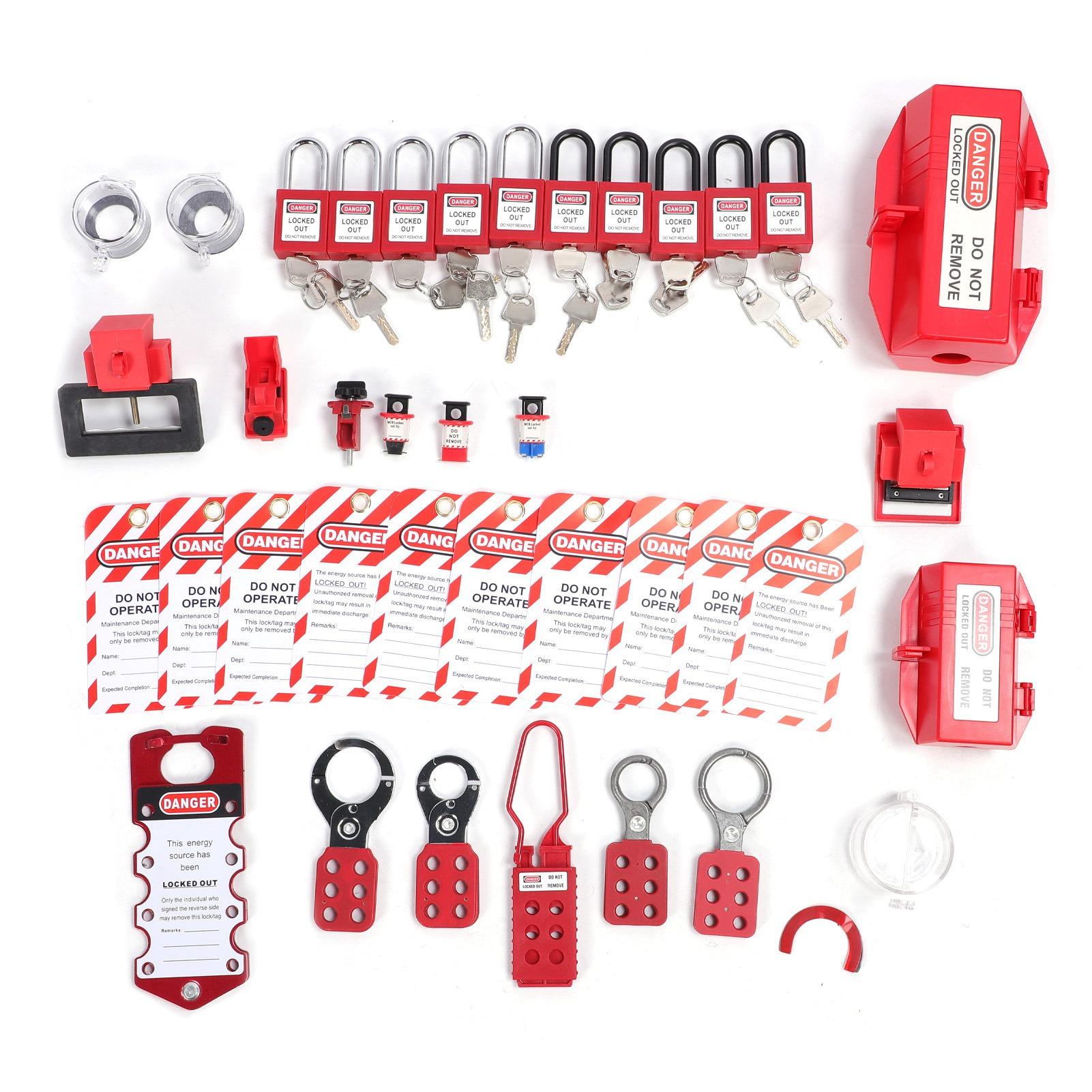Комплект Lockout Tagout Групповая блокирующая скоба Универсальный зажим для автоматического выключателя Блокиратор Loto Набор защитных замков с ящиком для инструментов