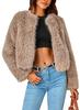 Winter jacket short jacket faux fur long-sleeved pockets thermal jacket autumn and winter clothes