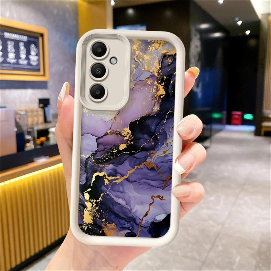 Case for Samsung Galaxy A34 A23 A12 A32 A56 A14 A33 A24 A13 A26 A22 A36 A16 Soft Shell Marble Flower