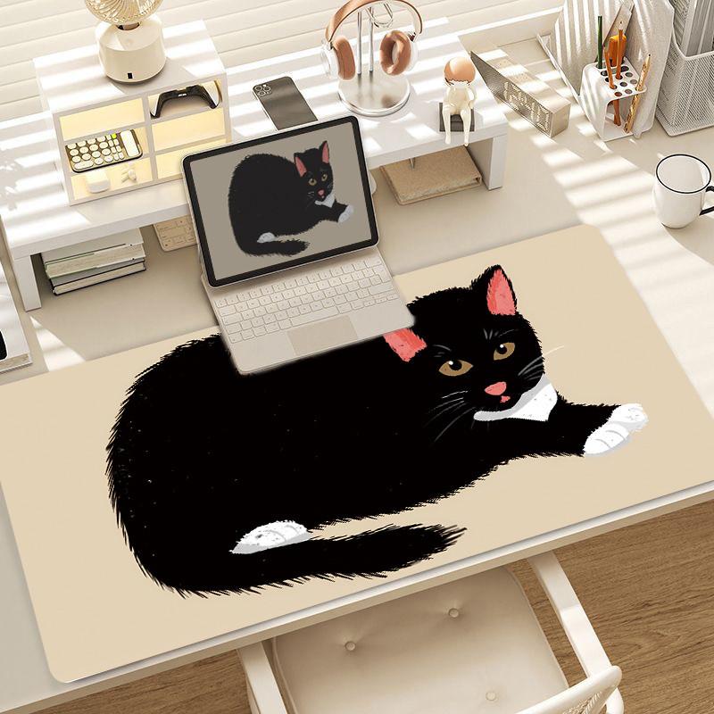 Cat Kawaii Mouse Pad Large Cute Girl Laptop Keyboard Pads Cartoon Lock Edge Wrist Mat