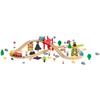 70PCS Wooden Train Set, with Magnetic Crane, Wood Train Track Toy for Kids Ages 3-8, Construction Crane Railway Set, Compatible with Major Brands,