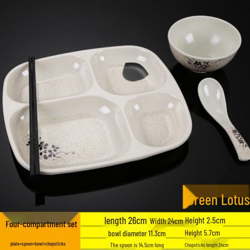 Green Lotus Melamine Dinnerware Set