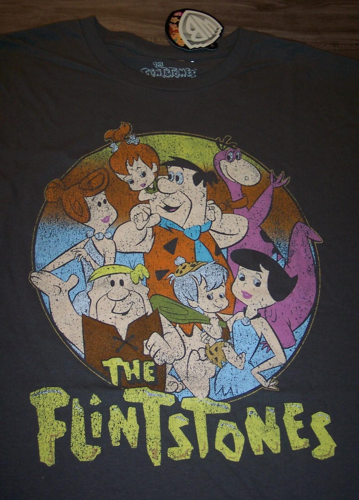 Vintage Style HannaBarbera THE FLINTSTONES T-shirt SMALL NEW w TAG Fred Dino XL