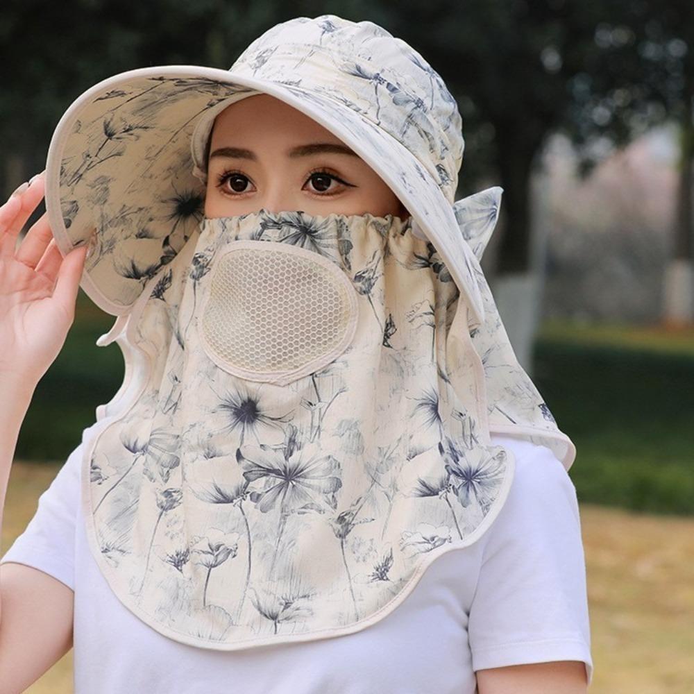Fashion Flower Bucket Hat Face  Neck Protection Fisherman Hat New Sunscreen Hat  Outdoor Sports