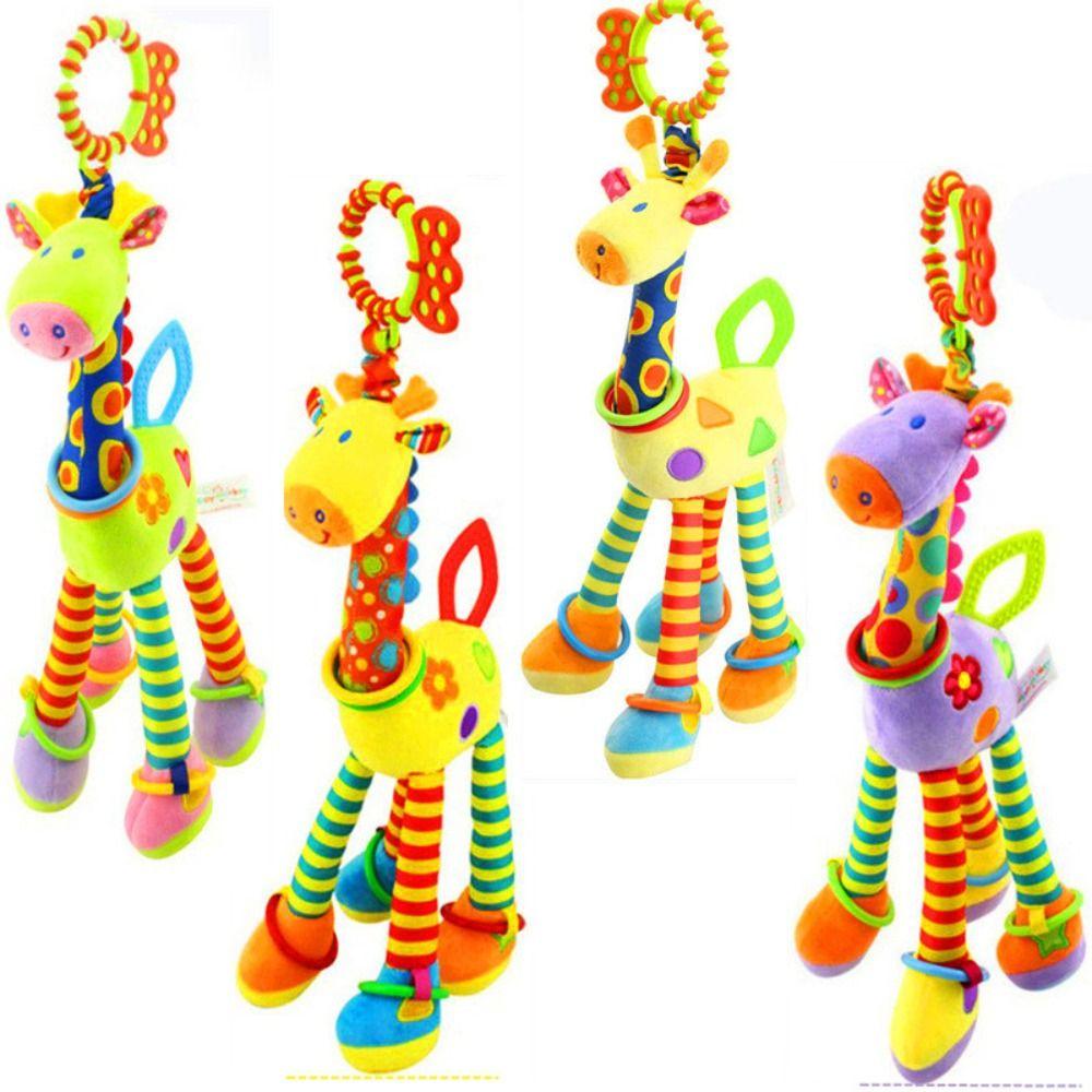 Early Education Giraffe Animal Handbells Plushies Doll Plush Rattle Teether Toys  Children Gift