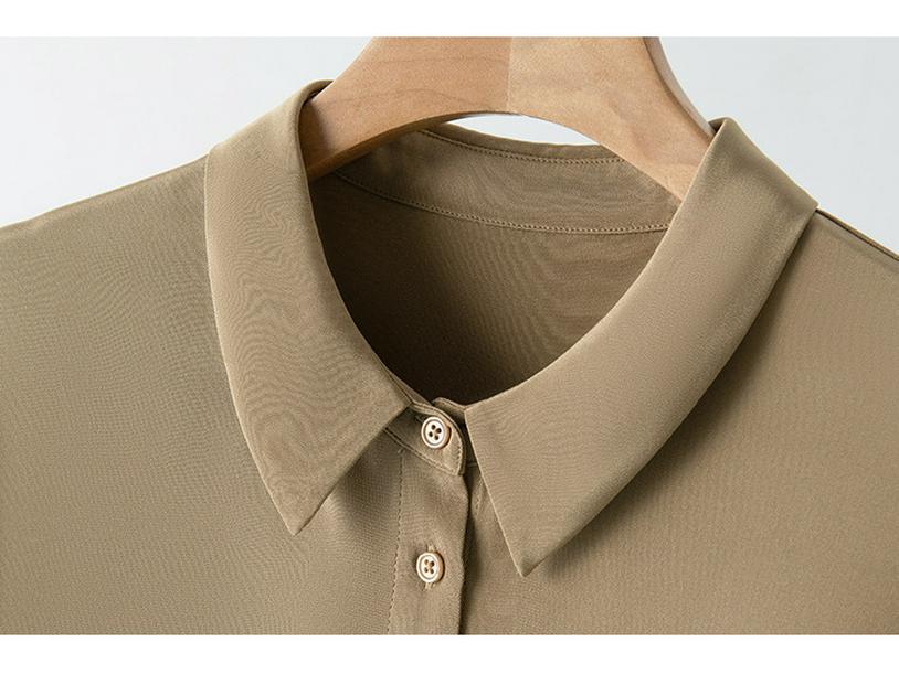 2025 Spring Women's Long Sleeve Silk Blouse - Luxurious Mulberry Solid Color Shirt