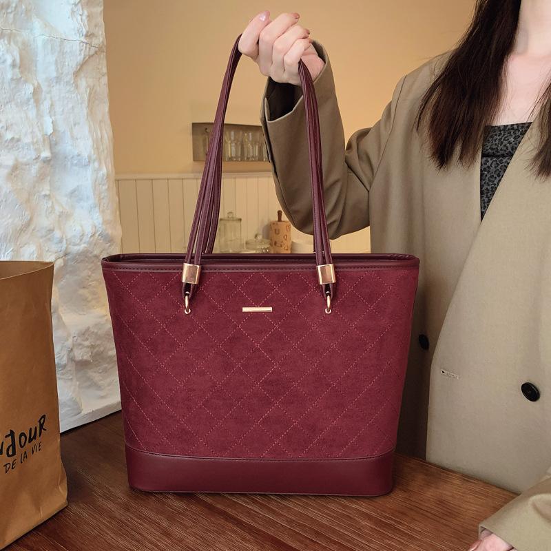 New Retro Deerskin Velvet Portable Commuter Bag, Female Senmeng Trendy Fashion Tote Bag, Large-capacity Stray Bag