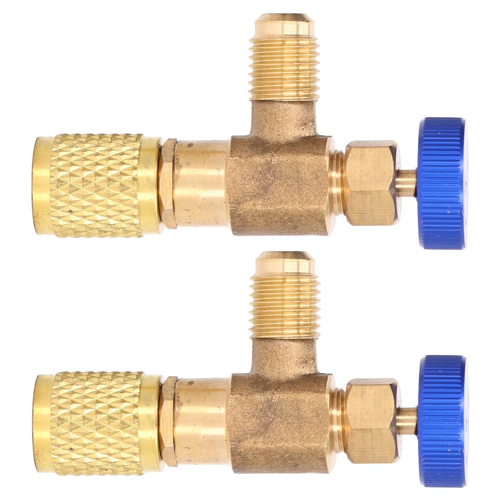 2PCS Refrigeration Valve Air Conditioning Refrigerant Control Valve Fluoride Charging Adapter for R22 R404 R407 1 4SAE
