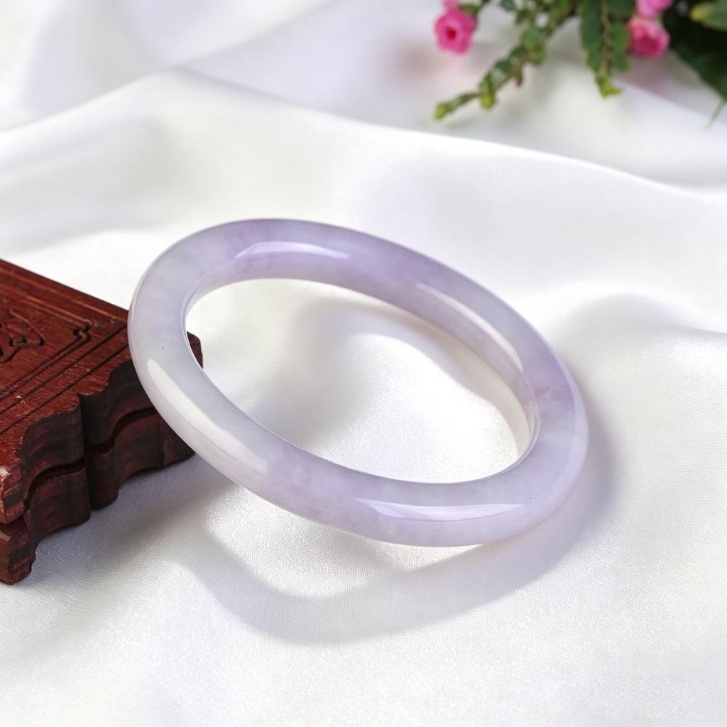 Certified Natural Lavender Jadeite Bangle Genuine Round Bracelet for Kids Fashion Jewelry Gift