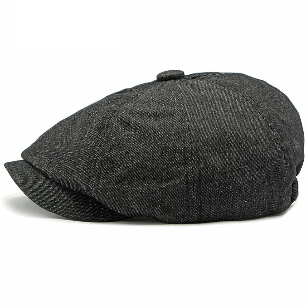 

HT4547 Berets New Spring Autumn Caps for Men Women Solid Plain Octagonal Flat Cap Male Female Artist Beret Hat Vintage Beret Cap 56-60cm Elastic чорний