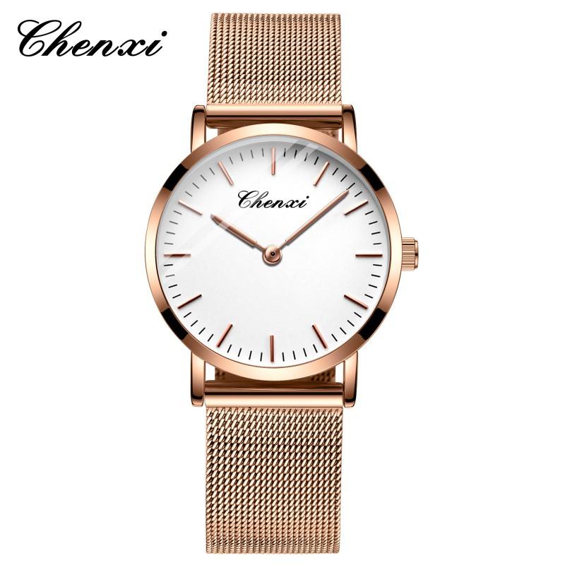 Couple Quartz Wrist Watches Lightweight Stainless Steel Mesh Band 30M Waterproof Fashion Round Dial