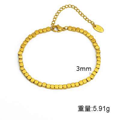 Simple And Versatile Stainless Steel Gold 18K Gold Bracelet Stacked Fashion Personality 1322