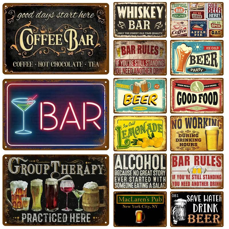 Plechové cedule do ložnice, retro kovové plakáty, nástěnné umění, fototapety, vintage dekorace do pokoje, bytové dekorace, plechové cedule, estetické pánské cedule.