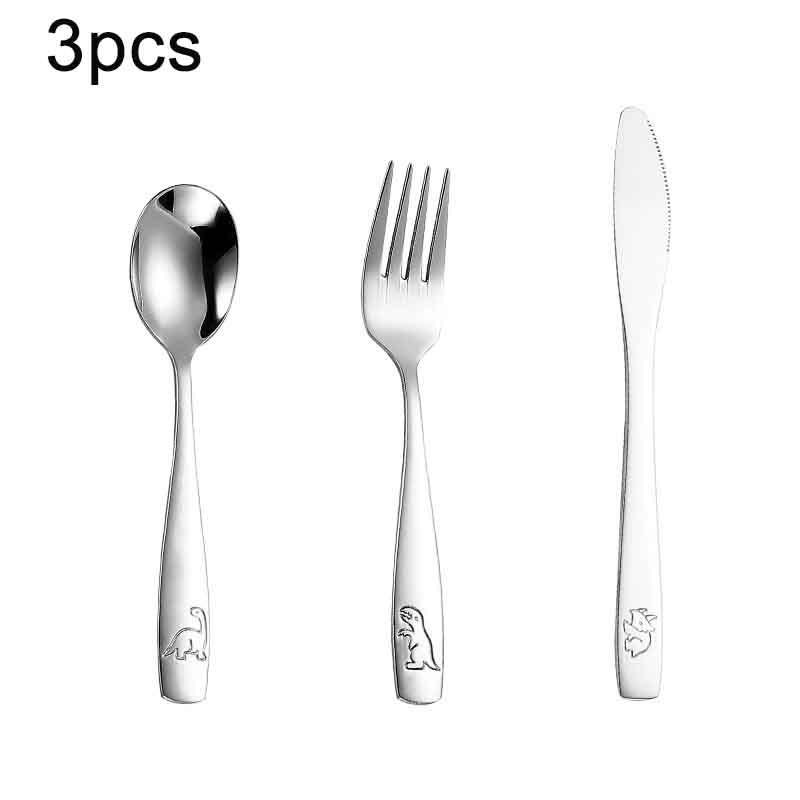 3-15Pcs Kids Silverware Set Stainless Steel Kids Fork Spoon And Cutter Set Funny Dinosaur Flatware Set Outdoor Tableware