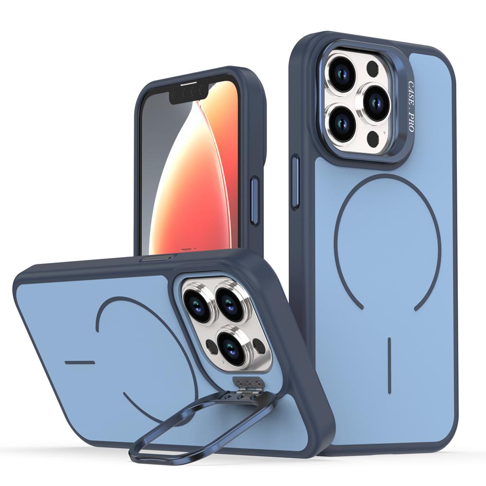 KEYSION Matte Skin Feel Lens Stand Phone Case for Magsafe for iPhone 11 12 Pro Max Magnetic Wireless Charging Shockproof Cover