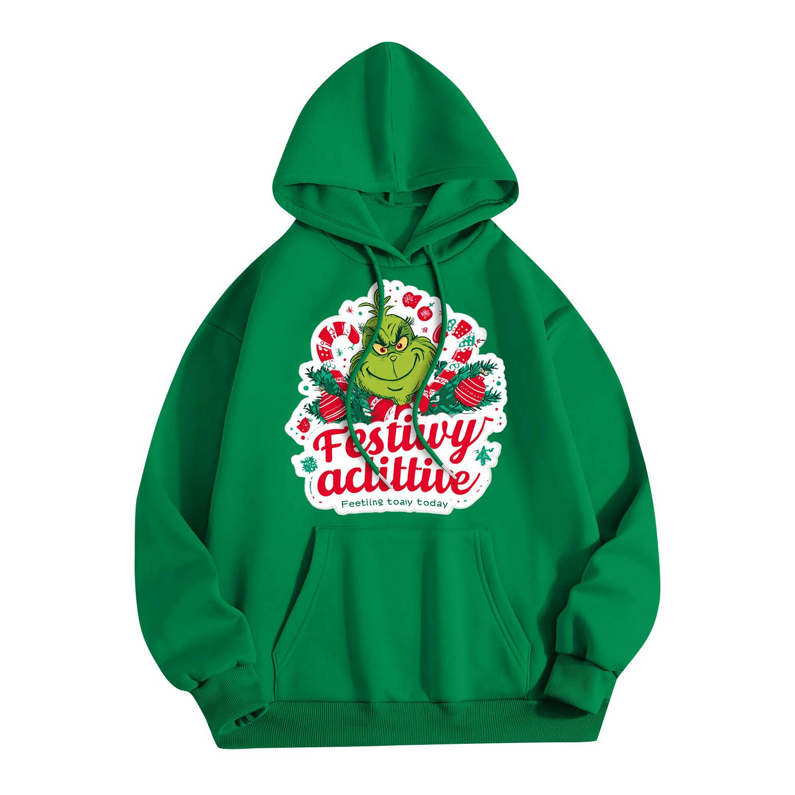 

Женская модная повседневная толстовка с капюшоном и карманами с рождественским принтом M