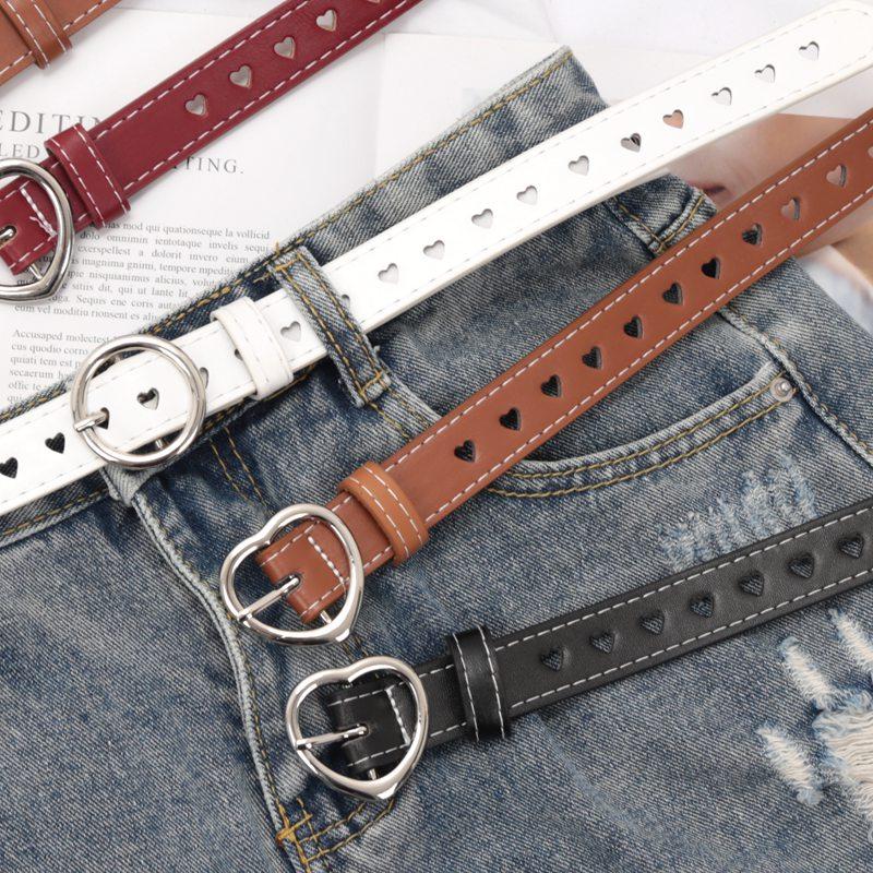 Women PU Leather Belt Hollow Out Loving Ladies Waist Belt Personality Female Designer Jeans Pants Strap for Women Girls