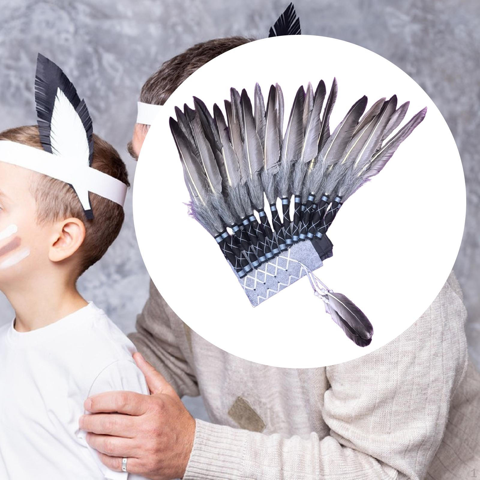 

Американский вождь индейская шляпа искусственный перьевой головной убор повязка на голову для вечеринки Gray Feather