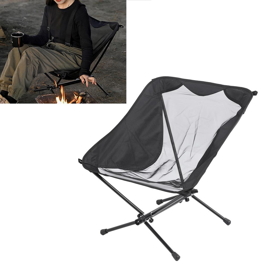 Portable Camping Chair Multipurpose Prevents Sinking Strong Load Bearing Lightweight Sturdy Folding Backpacking Chair Black