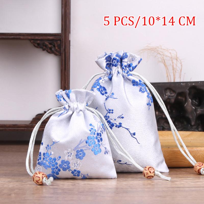 

5 шт. карман на шнурке в китайском стиле для ювелирных изделий, подарков, свадебных конфет, упаковочных сумок, многоразовых мешочков