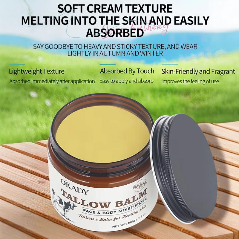Okady Soft Texture Natural Vegan Tallow Skincare 150G Beef Tallow Moisturizer Body & Face Tallow Cream