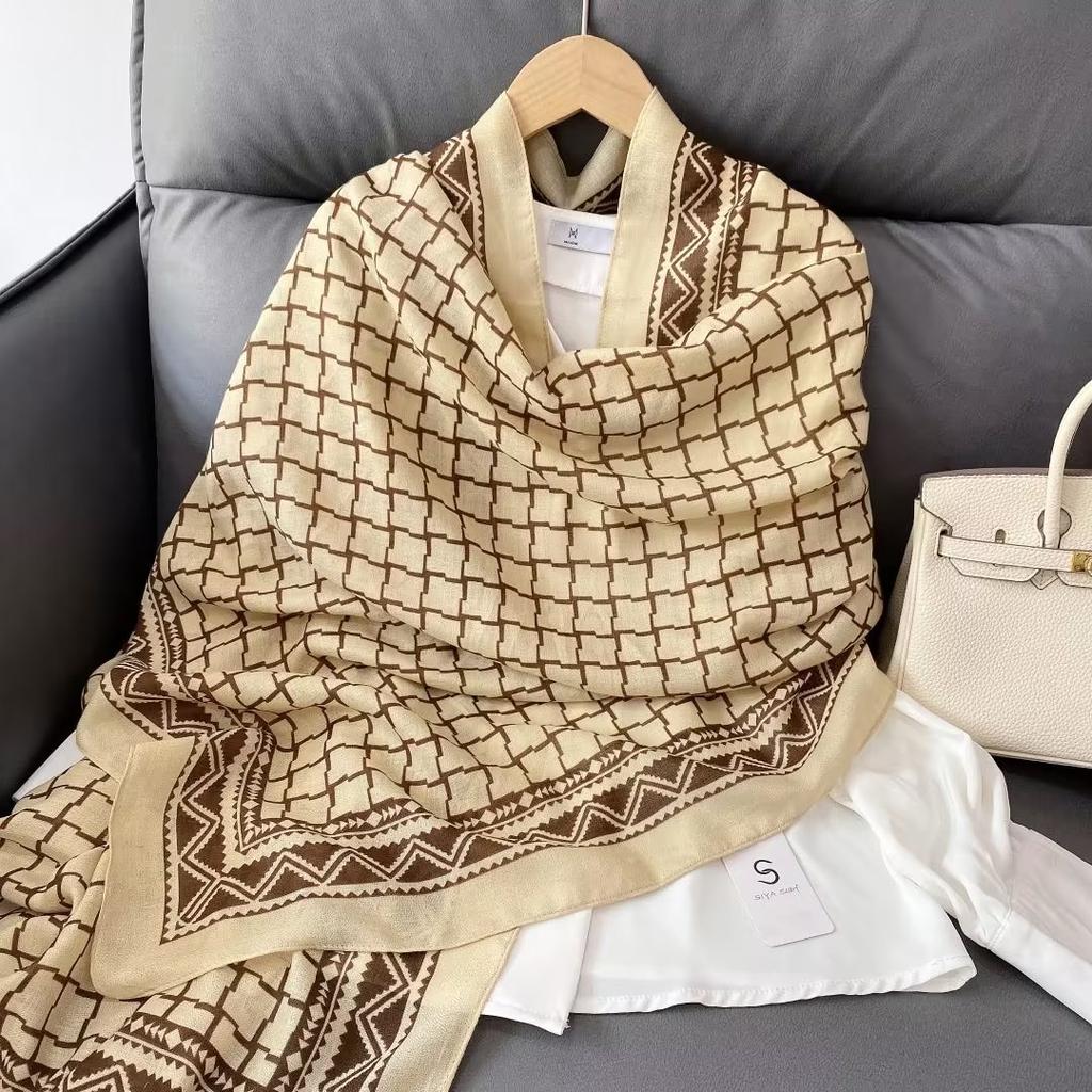 Luxury New Women Cotton Scarf Large Shawls Pashmina Hijab Foulard Echarpe Brand Designer Print Lady Beach Stole Head Scarves