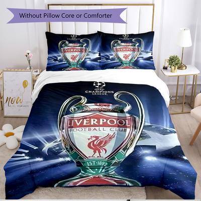 3'lü Nevresim Takımı (1*Nevresim Kılıfı + 2*Yastık Kılıfı, Çekirdeksiz), Liverpool F.C Baskılı Yumuşak Dört Mevsim Nevresim Takımı, Ev Yatak Odası Dekorasyonu Hediye