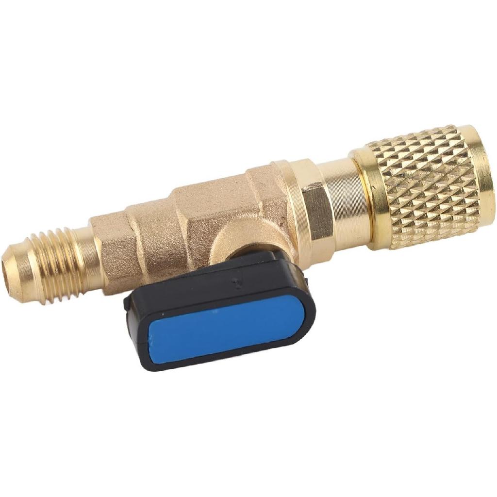 Air Conditioner Ball Valve 1/4 Inch SAE Adapter R22 Air Conditioning Liquid Hose Valve Straight Shut Off Valve for HVAC AC Automotive Service Tools