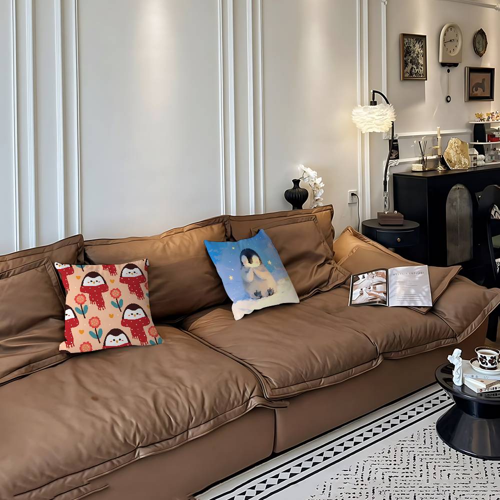 Cute Penguin Cushion Cover Car Throw Pillow Case For Sofa Car Christmas Gift 40x40cm 45x45cm