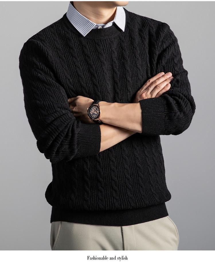 Men's Youth Fashion Cable Knit Sweater - Thick, Casual, Comfortable Two-Piece Pullover