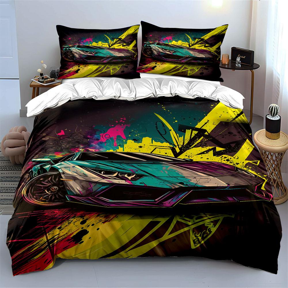 Sports Car Graffiti Art. Bedding Sets Duvet Cover Sets Duvet Covers Pillowcases(1 * Duvet Cover 2 * Pillowcases Without Duvet Insert)