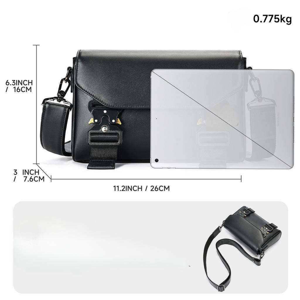 Single-shoulder Bag Trendy and Fashionable Men's Crossbody Bag Multi-functional Crossbody Bag with Snap Fasteners