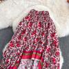 2025 Summer Irregular High Waist Slim Bohemian Seaside Holiday Print Loose Covering A-Line Skirt