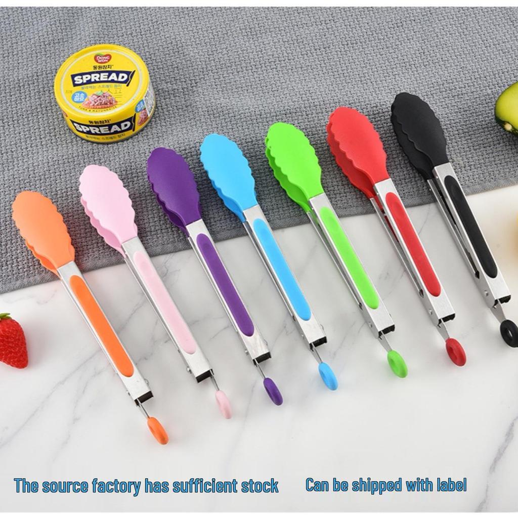 Heat-Resistant Nylon and 430 Stainless Steel Food Tongs