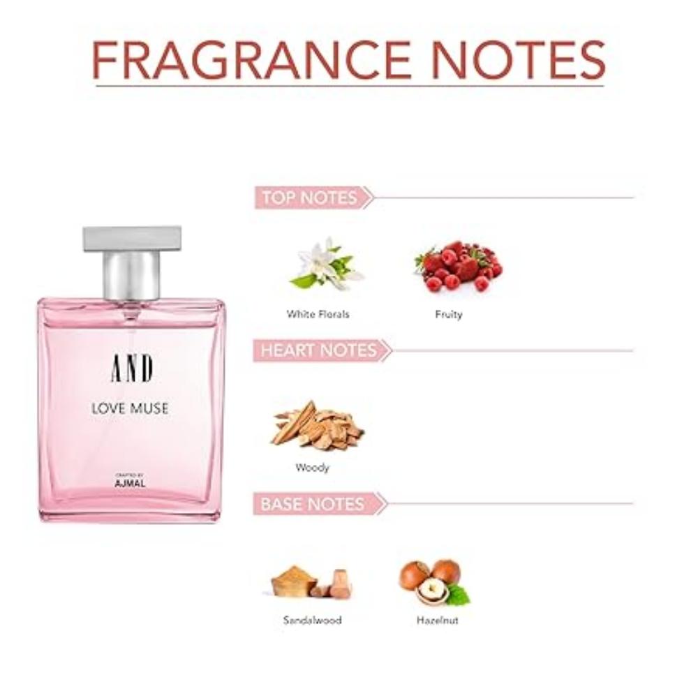 And Love Muse Eau De Parfum 100ML Long Lasting Scent Spray Gift For Women Crafted By Ajmal