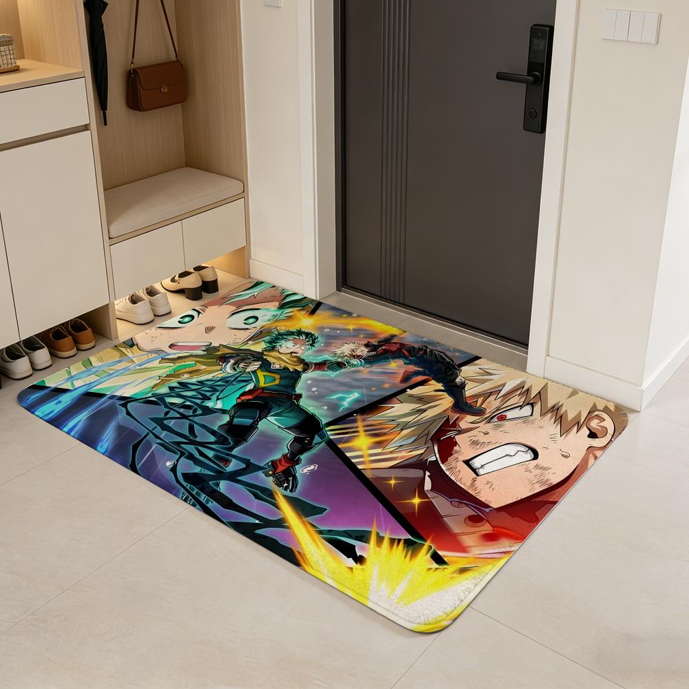 

anime M-My Hero Academia Floor Mat Flannel Door Mat Non-Slip Absorbent Washable Indoor Home Rug 40x60cm