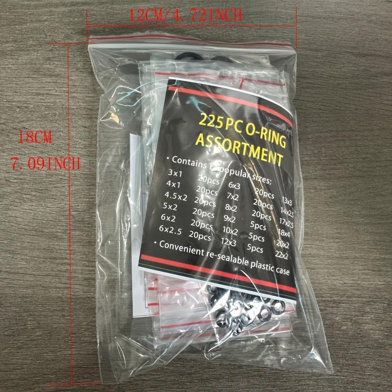 225Pcs/Bag Black Rubber O Ring Assortment Washer Gasket Sealing O-Ring Kit 18 Sizes For Faucet Hose Connector Sealing Valve