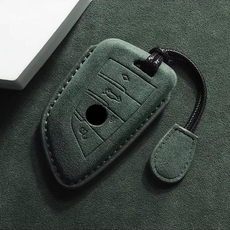 Suede Faux Leather Car Key Case Cover For BMW X1 X3 X5 X6 X7 1 3 5 6 7 Series G20 G30 G11 F15 F16 F20 G01 G02 Keychain Protector