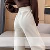 Bílé kalhoty se širokými nohavicemi pro ženy, podzimní a zimní novinka s vysokým pasem, splývavé, špičkové, ležérní, rovné, úzké vlněné banánové kalhoty